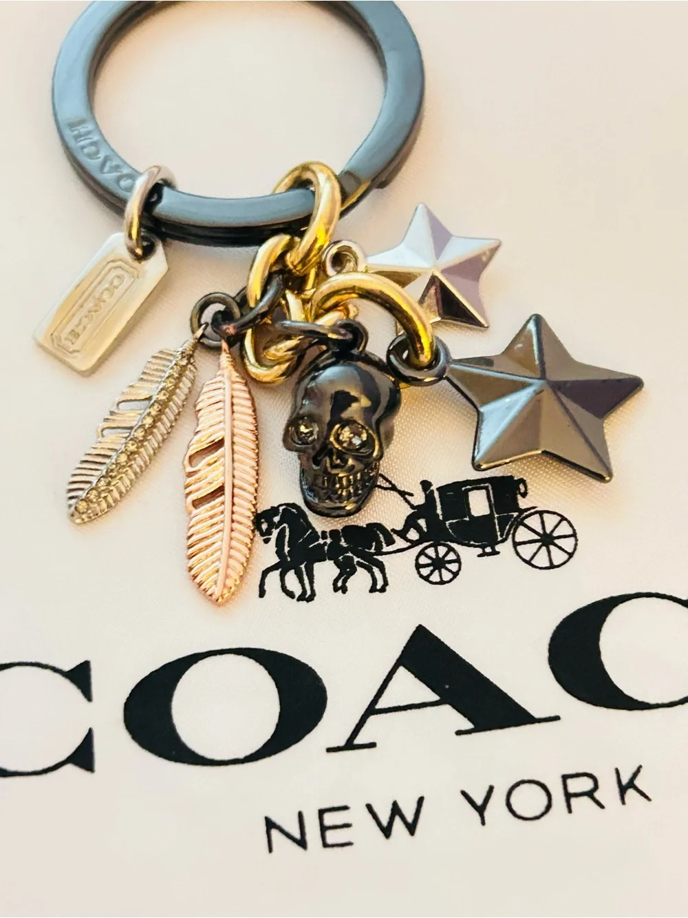 EXTREMELY RARE Coach Charm Skull, Feather, Star, And Tag Keychain/ Bag Charm